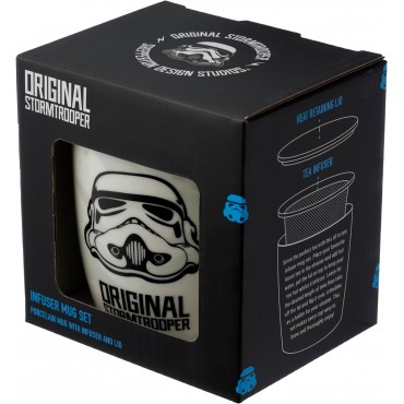 Taza Stormtrooper Star Wars Porcelana con Tapa y Filtro Colador para Infusiones 400 mls