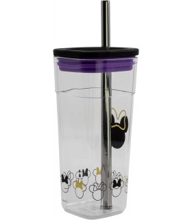 Vaso Minnie Mouse Cube Disney Acrílico Con Pajita De Acero 540 mls