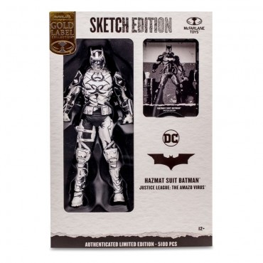 Figura Batman Hazmat Suit Justice League The Amazo Virus Edición Limitada DC Sketch Edition Articulada 18 cms