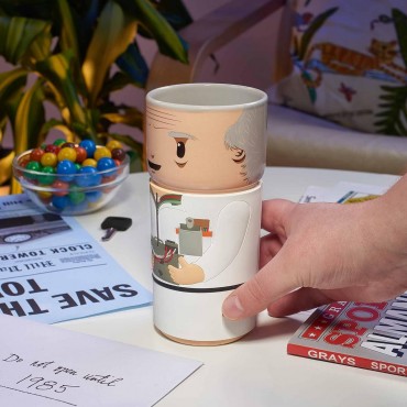 Taza Con Forma De Doc Brown Regreso Al Futuro Cerámica 400 mls