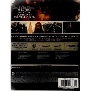 El Hobbit: Un Viaje Inesperado + el Hobbit: la Desolación de Smaug + el Hobbit: la Batalla de los Cinco Ejércitos [4K UHD,Blu-ra
