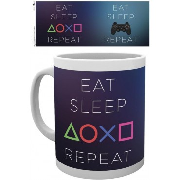 Taza Eat Sleep Repeat Play Station Cerámica 320 mls