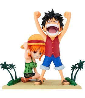 Figura Monkey D. Luffy & Nami One Piece Log Stories 7 cms