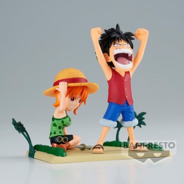 Figura Monkey D. Luffy & Nami One Piece Log Stories 7 cms