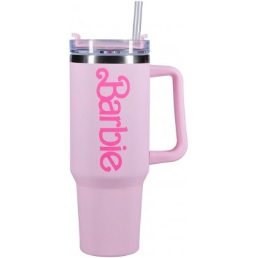 Vaso Termo XL Logo Barbie Con Pajita Soft Touch 1200 mls
