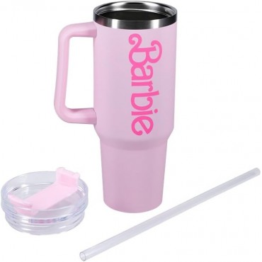 Vaso Termo XL Logo Barbie Con Pajita Soft Touch 1200 mls