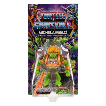 Figura Michelangelo MOTU X TMNT Turtles Of Grayskull Masters Of The Universe Teenage Mutant Ninja Turtles Articulada 14 cms