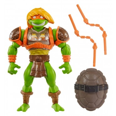 Figura Michelangelo MOTU X TMNT Turtles Of Grayskull Masters Of The Universe Teenage Mutant Ninja Turtles Articulada 14 cms