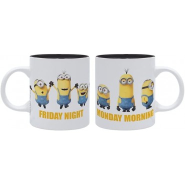 Taza Los Minions Friday Night Vs Monday Morning Cerámica 320 mls