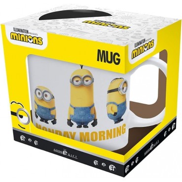 Taza Los Minions Friday Night Vs Monday Morning Cerámica 320 mls