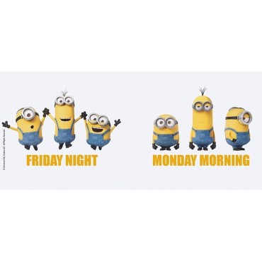 Taza Los Minions Friday Night Vs Monday Morning Cerámica 320 mls