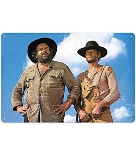 Placa Metálica 3D Bud Spencer & Terence Hill Cielo Azul