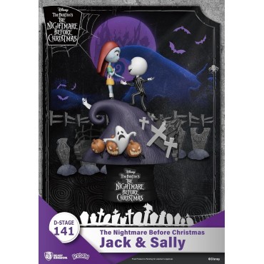 Figura Jack & Sally Pesadilla Antes De Navidad Disney D Stage Diorama 16 cms