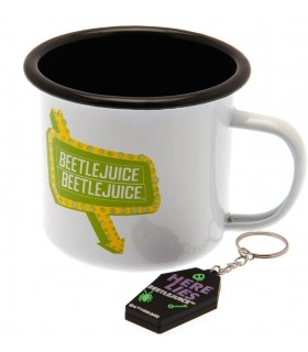 Taza Con Llavero Beetlejuice Metálica 300 mls