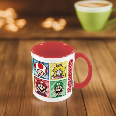 Taza Super Mario Bros Personajes Nintendo Cerámica 320 mls