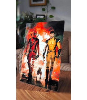 Placa Decorativa Deadpool Contra Lobezno Marvel Metálica Cuadro Póster HD