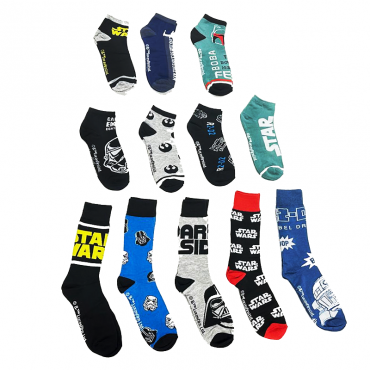 Caja De Regalo 12 Calcetines Star Wars Edición Limitada Talla 40/46