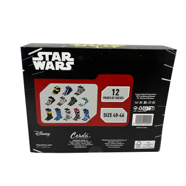 Caja De Regalo 12 Calcetines Star Wars Edición Limitada Talla 40/46
