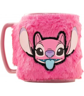 Taza Con Funda De Peluche Angel Lilo & Stitch Disney Cerámica 440 mls