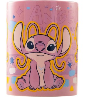 Taza Con Funda De Peluche Angel Lilo & Stitch Disney Cerámica 440 mls