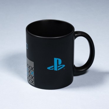 Taza Play Station Iconos Azul y Negro Cerámica 325 mls