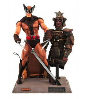 Figura Lobezno Traje Marrón Samurai Diorama Brown Uniform Wolverine X-Men Marvel Articulada 18 cms