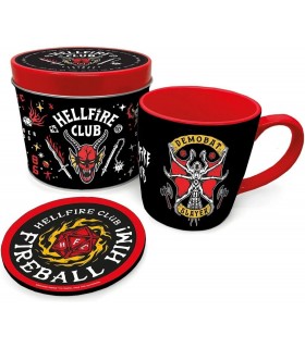 Lata Regalo Hellfire Club Stranger Things Taza + Posavasos Cerámica 325 mls