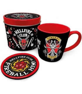 Lata Regalo Hellfire Club Stranger Things Taza + Posavasos Cerámica 325 mls