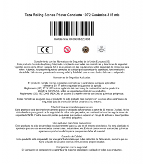 Taza Rolling Stones Póster Concierto 1972 Cerámica 315 mls