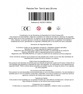 Peluche Tom  Tom & Jerry 28 cms