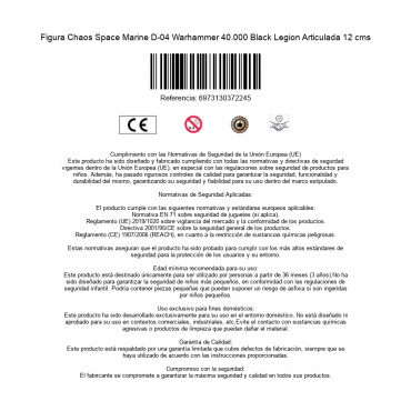 Figura Chaos Space Marine D-04 Warhammer 40.000 Black Legion Articulada 12 cms