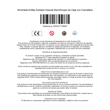 Almohada Antifaz Soldado Imperial Stormtrooper de Viaje con Cremallera