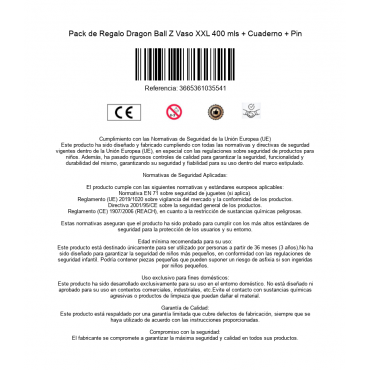 Pack de Regalo Dragon Ball Z Vaso XXL 400 mls + Cuaderno + Pin