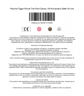 Peluche Tigger Winnie The Pooh Disney 100 Aniversario Glitter 34 cms