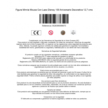 Figura Minnie Mouse Con Lazo Disney 100 Aniversario Decorativa 12,7 cms