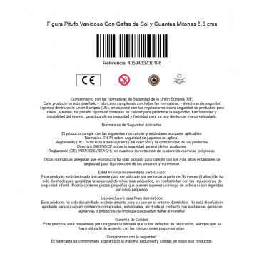 Figura Pitufo Vanidoso Con Gafas de Sol y Guantes Mitones 5,5 cms