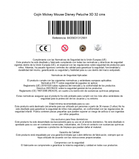 Cojín Mickey Mouse Disney Peluche 3D 32 cms
