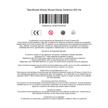 Taza Boceto Mickey Mouse Disney Cerámica 320 mls