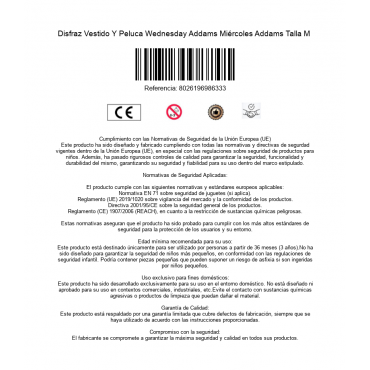 Disfraz Vestido Y Peluca Wednesday Addams Miércoles Addams Talla M 