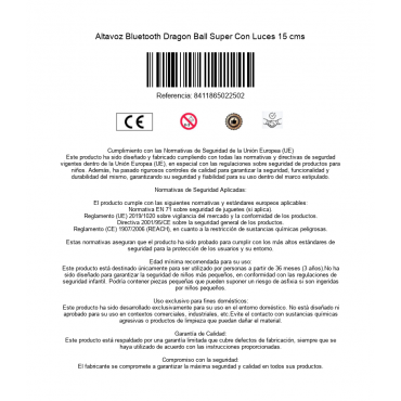 Altavoz Bluetooth Dragon Ball Super Con Luces 15 cms
