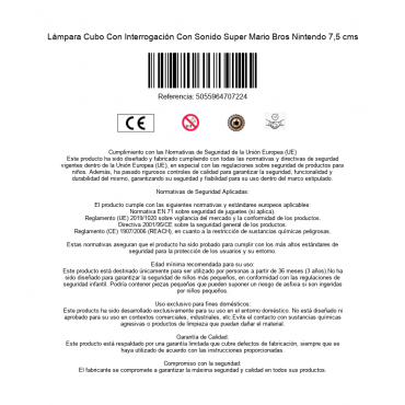Lámpara Cubo Con Interrogación Con Sonido Super Mario Bros Nintendo 7,5 cms