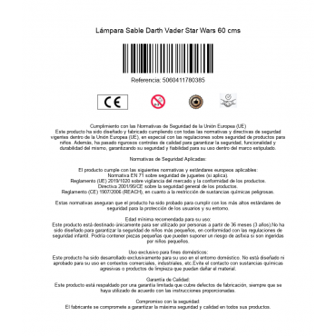 Lámpara Sable Darth Vader Star Wars 60 cms