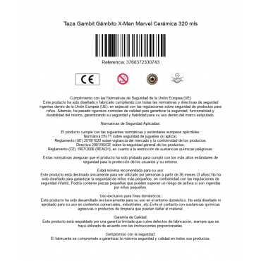Taza Gambit Gámbito X-Men Marvel Cerámica 320 mls