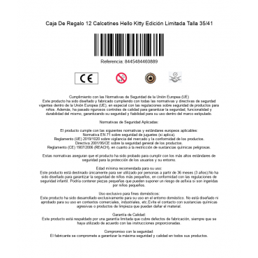 Caja De Regalo 12 Calcetines Hello Kitty Edición Limitada Talla 35/41