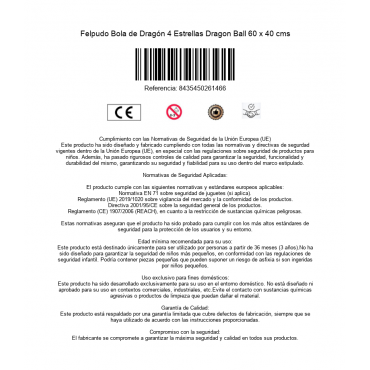 Felpudo Bola de Dragón 4 Estrellas Dragon Ball 60 x 40 cms