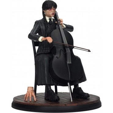Figura Wednesday & Thing Con Violonchelo Miércoles Y Cosa Wednesday Movie Icons Estatua 15 cms
