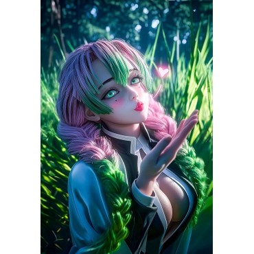 Placa Decorativa Mitsuri Kanroji Demon Slayer Metálica Póster HD 