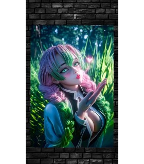 Placa Decorativa Mitsuri Kanroji Demon Slayer Metálica Póster HD 