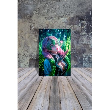 Placa Decorativa Mitsuri Kanroji Demon Slayer Metálica Póster HD 