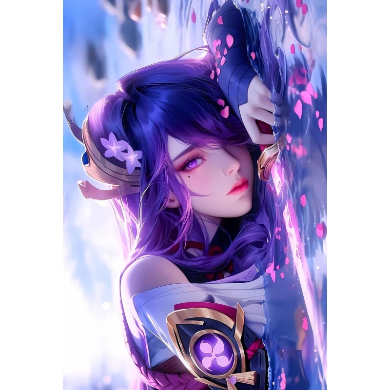 Placa Decorativa Raiden Shogun Inazuma Metálica Cuadro Póster HD 